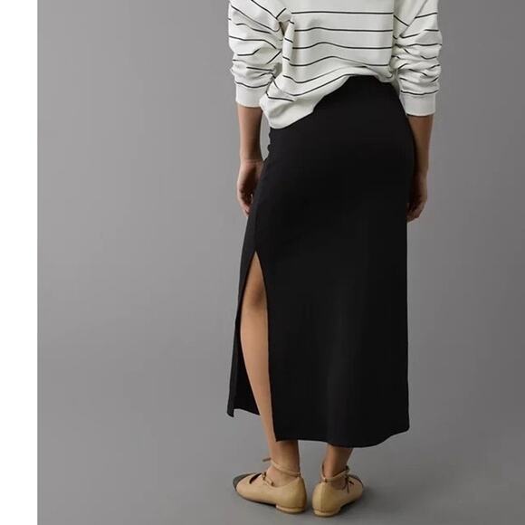 AMERICAN EAGLE OUTFITTERS MAXI SKIRT KNITTED BLACK SZ XL ELASTIC WAIST AESTHETIC - Picture 2 of 13